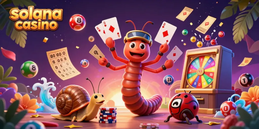 Experience the excitement of a solana casino with colorful gaming elements and engaging characters.