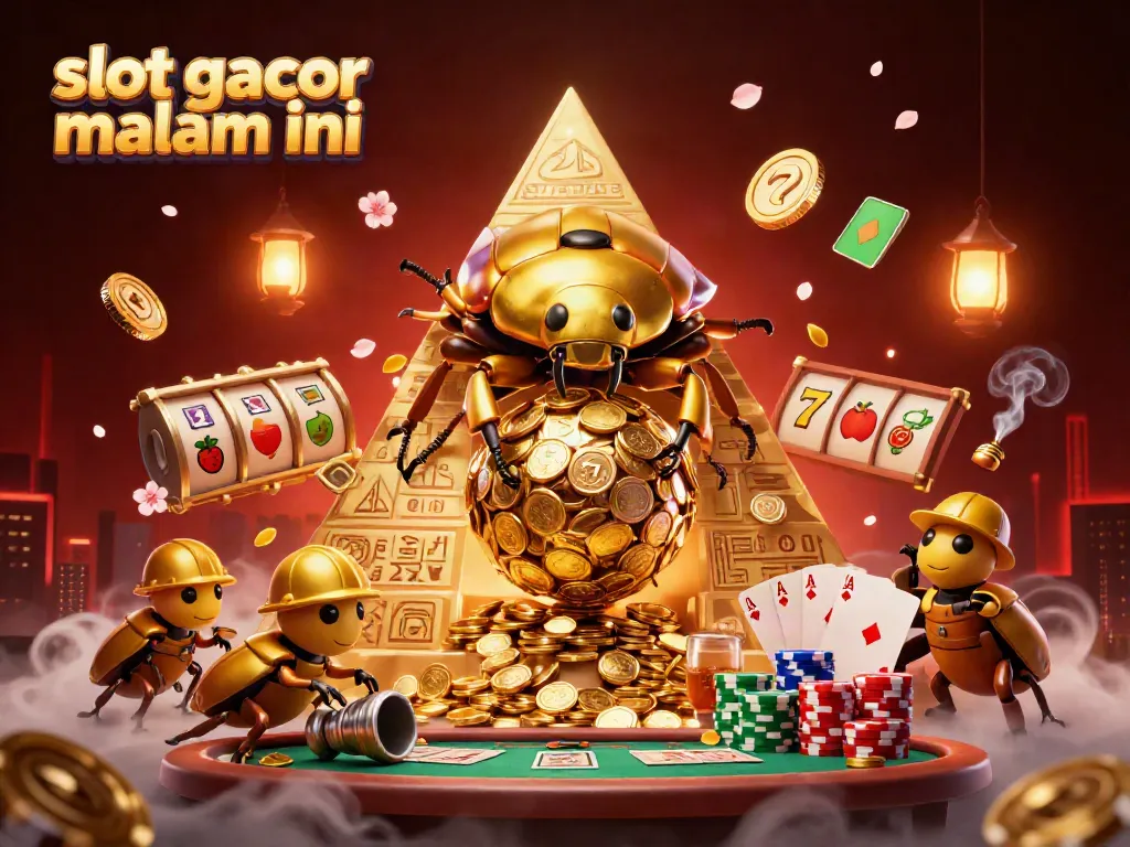 Menangkan slot gacor malam ini dengan ilustrasi kasino yang meriah dan karakter unik.