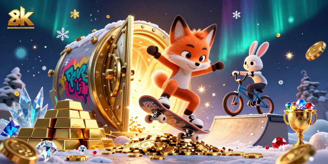 Gamble with denemebonusuverensiteler at vibrant casino-themed illustration featuring a skateboarder fox.