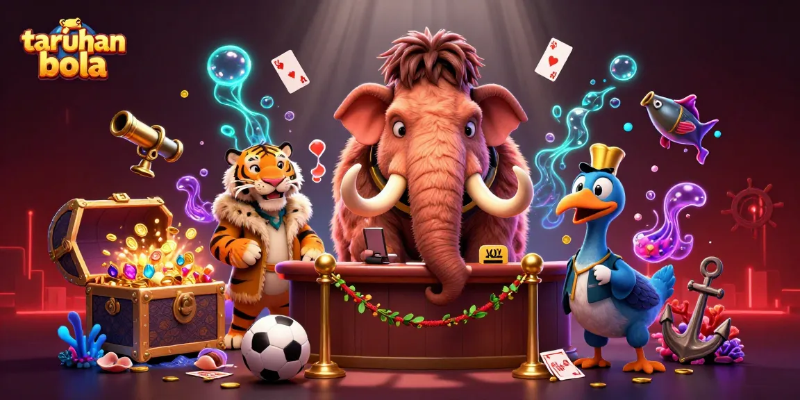Taruhan bola yang mengasyikkan dengan bouncer mamut berbulu dan tamu VIP, serta suasana kasino yang kreatif.
