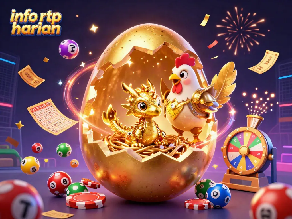 Engage with info rtp harian through this dynamic illustration of a golden dragon amidst vibrant casino elements.