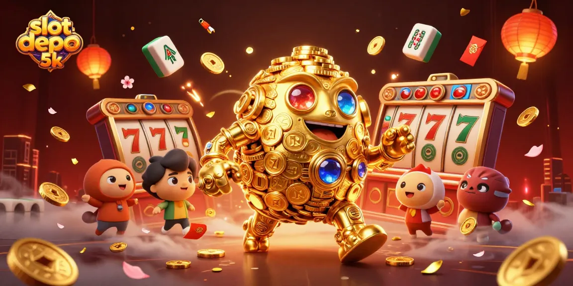 Experience thrilling wins with slot depo 5k featuring a golden golem and vibrant casino elements.