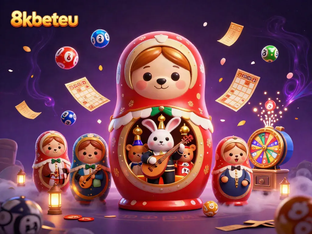 Experience the vibrant excitement of 8kbeteu online gambling with colorful lottery elements and charming characters.