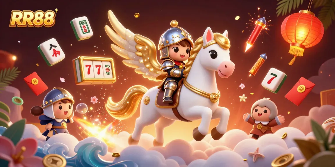 Experience the excitement of RR88 with dynamic slot games, golden coins, and a magical celestial theme.