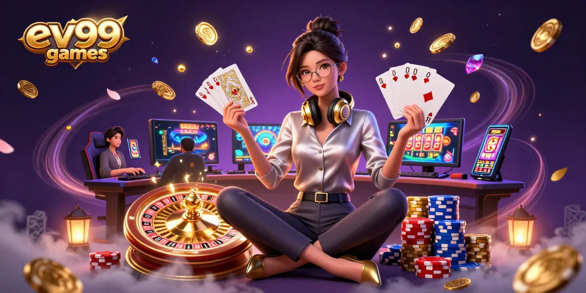 Experience thrilling moments with ev99 games and gold coins in an engaging casino setup.