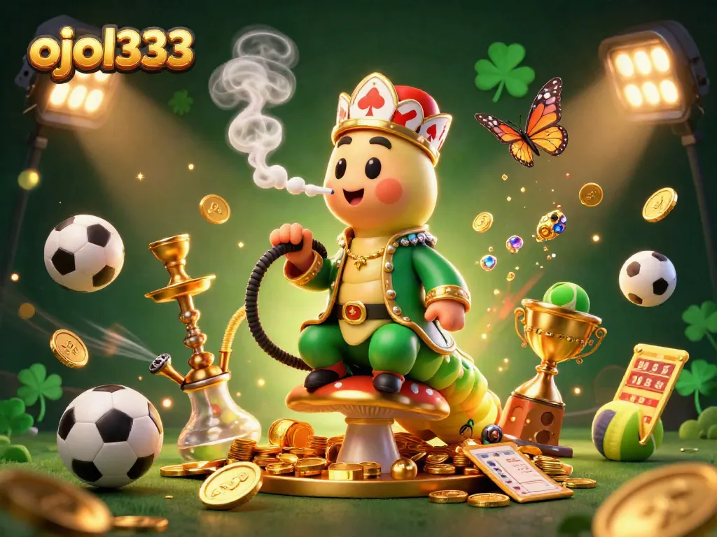 Join the fun of ojol333 as a vivid caterpillar master conducts gambling excitement amidst golden treasures.