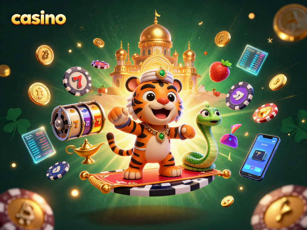 Experience thrilling casino adventures with our colorful and dynamic 3D illustration featuring slot reels and coins.