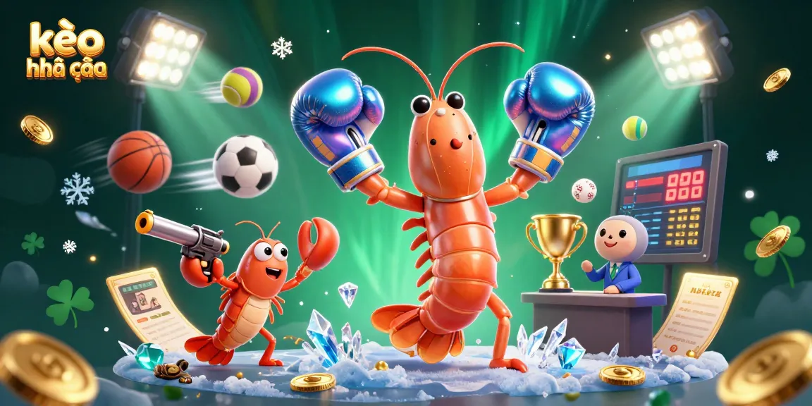 Engage with kèo nhà cái through dynamic sports betting elements and characters in an energetic 3D scene.