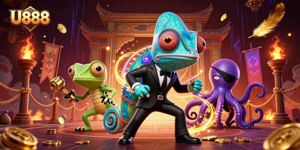 Experience thrilling gameplay at U888 with vibrant characters in an engaging casino setting.