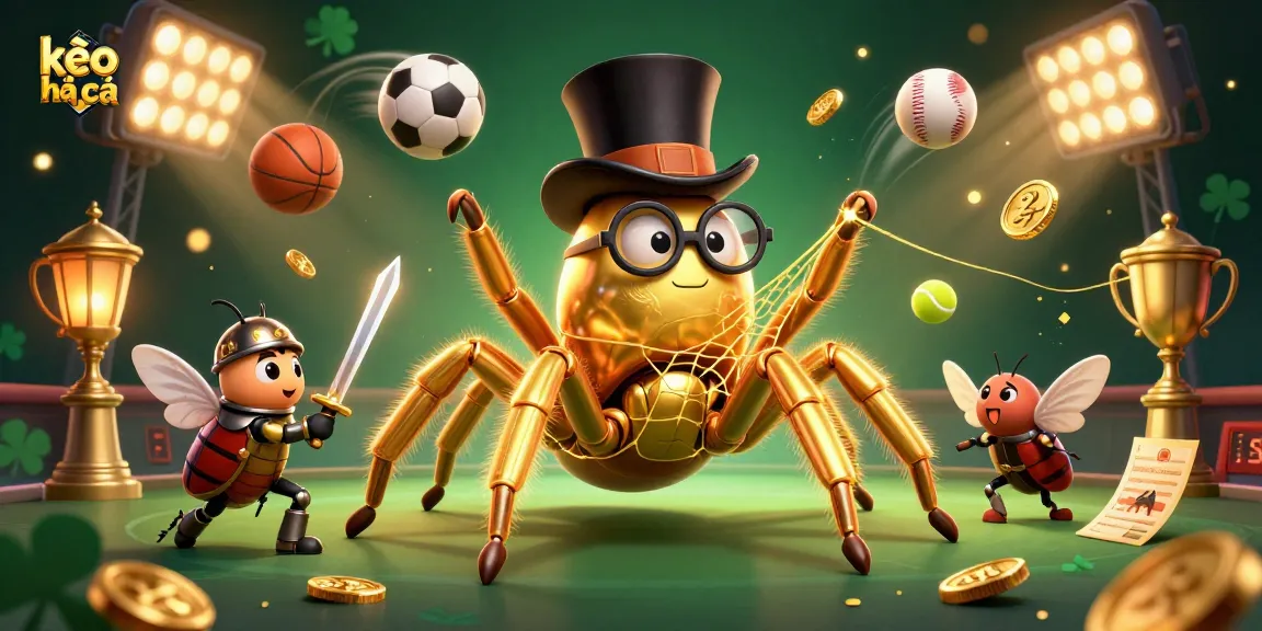 Experience kèo nhà cái in a dynamic casino scene with cartoon characters and sports betting elements.