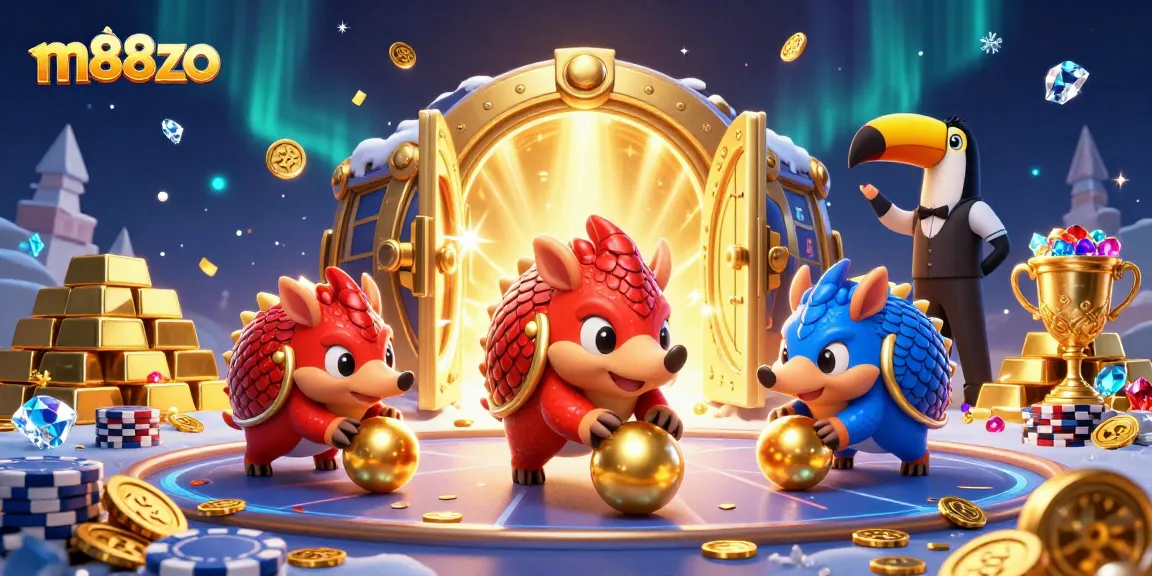 Join the action with m88zo's vibrant casino-themed rivalry, featuring pangolins and treasures.
