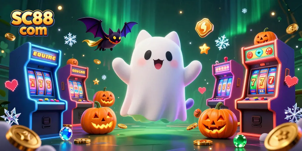 Join the excitement at SC88 com with a ghost cat and bat in a thrilling casino scene.