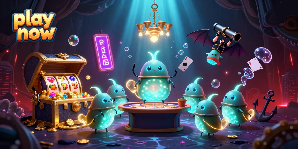 Play now vibrant gambling scene with glowworms in a cave casino filled with treasures.